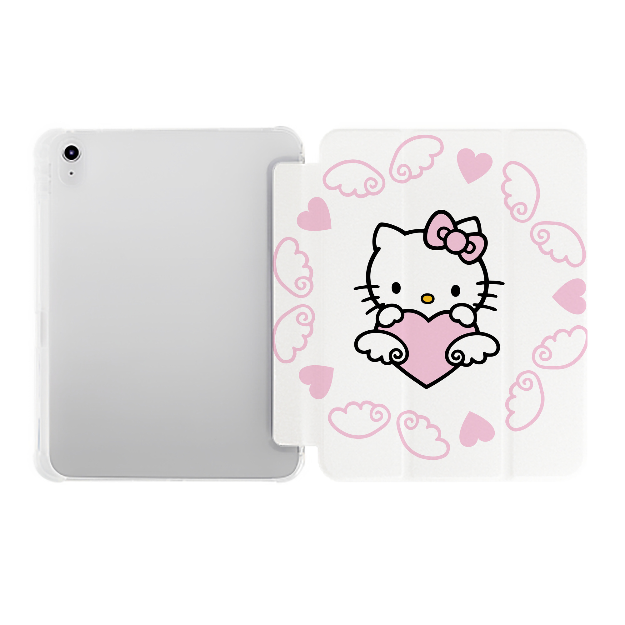 （画像用） Hello Kitty ハローキティ IPad ケース ペン収納付き 三つ折りスタンド PUレザー×シリコン 対応機種9.5/10.5/10.9インチ